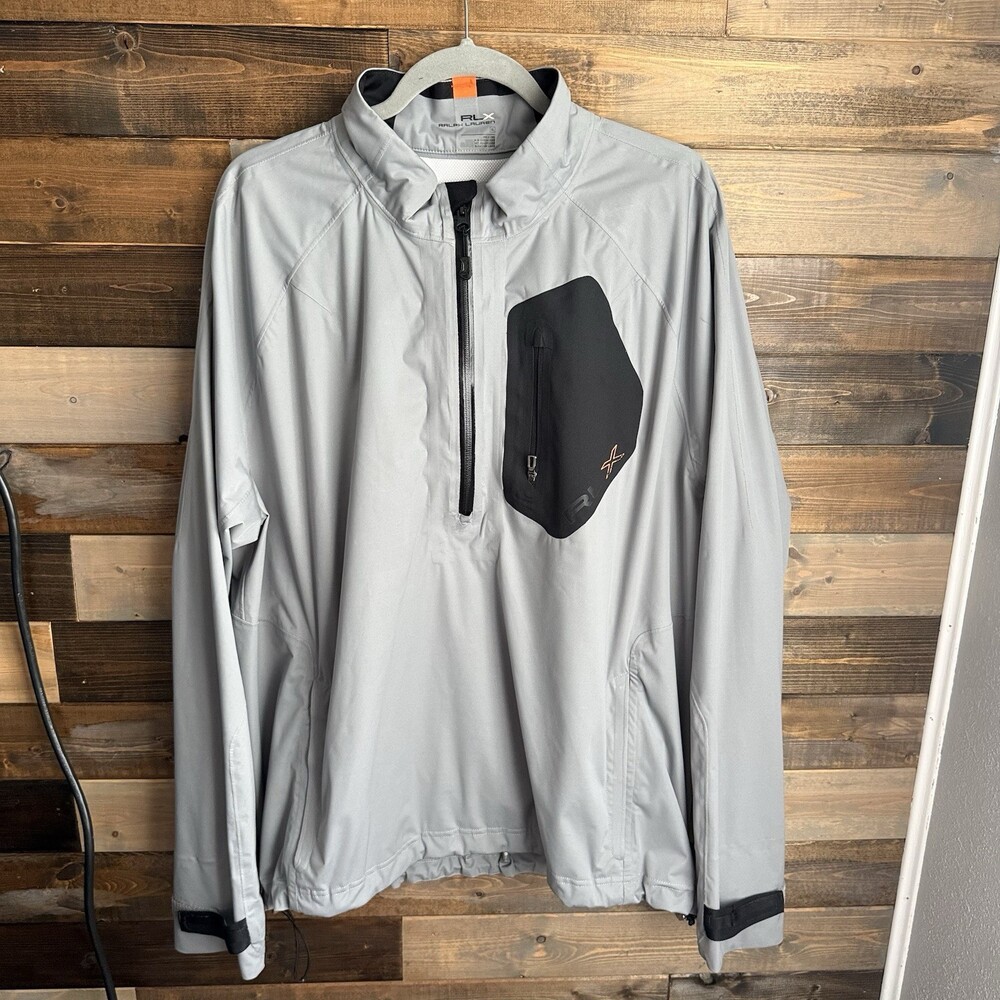 Ralph Lauren RLX Men’s XL Gray 1/2 Zip Performance Pullover Shell Jacket Golf
